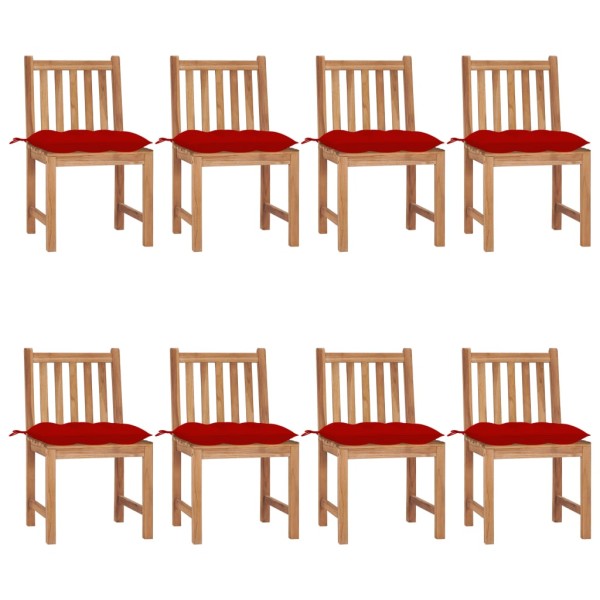 Garden chairs with cushions, 8 pcs., solid teak wood