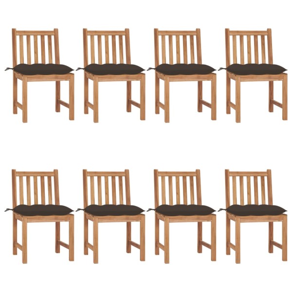 Garden chairs with cushions, 8 pcs., solid teak wood