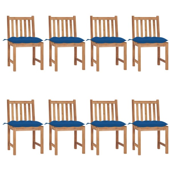Garden chairs with cushions, 8 pcs., solid teak wood