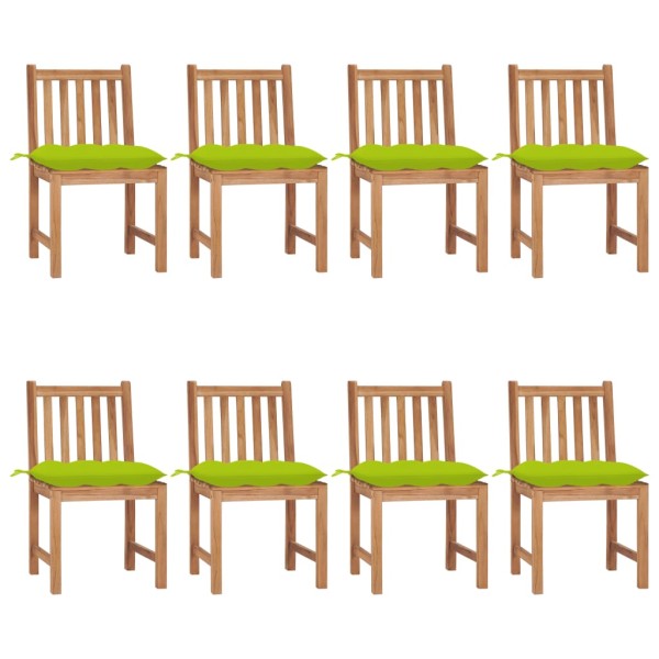 Garden chairs with cushions, 8 pcs., solid teak wood