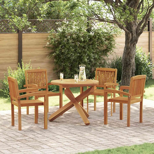 Garden dining set, 5 pieces, solid teak