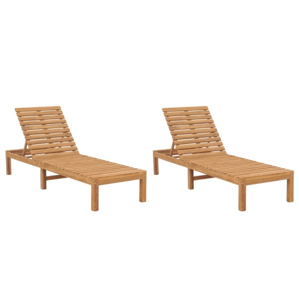 Sunbeds, 2 units, solid teak wood