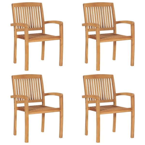 Stackable garden chairs, 4 pcs., solid teak