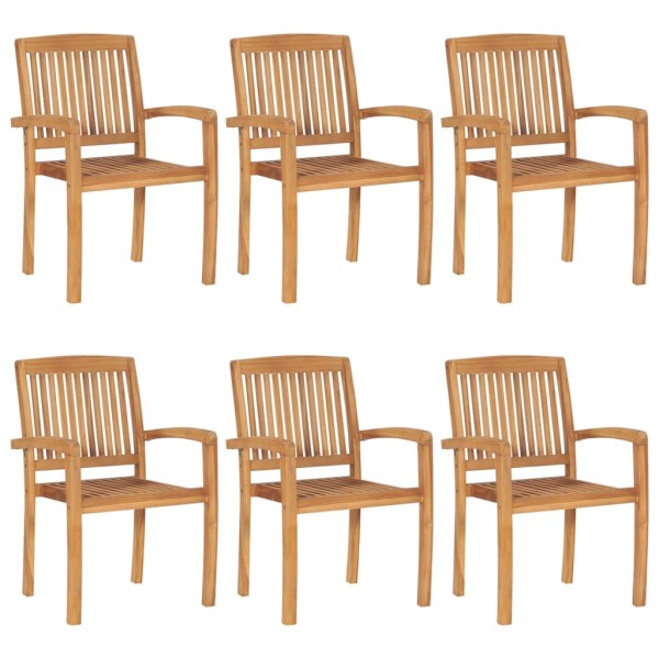 Stackable garden chairs, 6 pcs., solid teak
