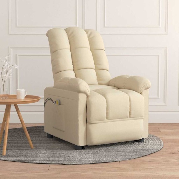 Electric massage chair, cream color, fabric