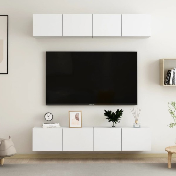 TV cabinets, 4 pcs., white, 80x30x30cm, wood