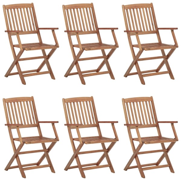 Folding outdoor chairs, 6 pcs., solid acacia wood
