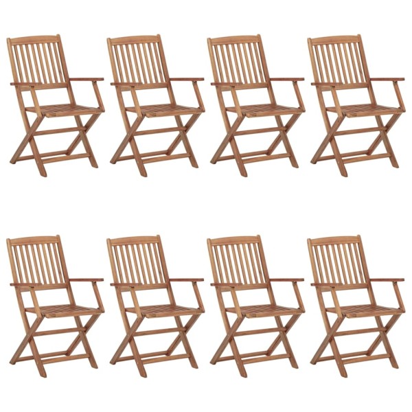 Folding outdoor chairs, 8 pcs., solid acacia wood