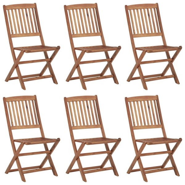 Folding outdoor chairs, 6 pcs., solid acacia wood