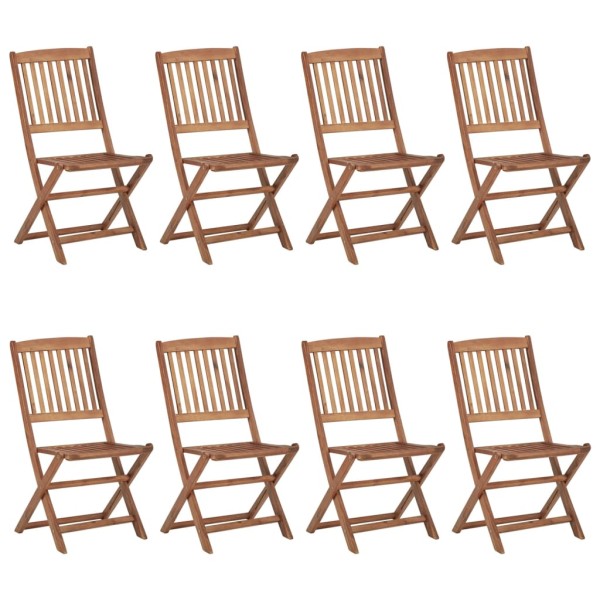 Folding outdoor chairs, 8 pcs., solid acacia wood