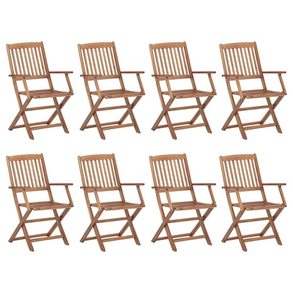 Folding outdoor chairs, 8 pcs., solid acacia wood