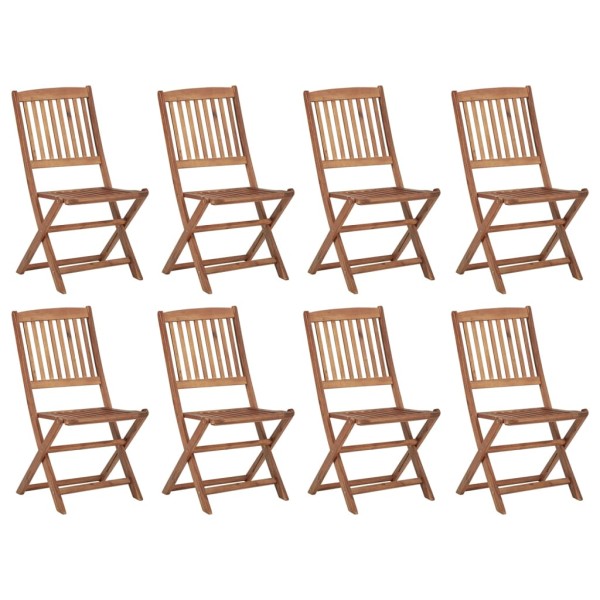 Folding outdoor chairs, 8 pcs., solid acacia wood