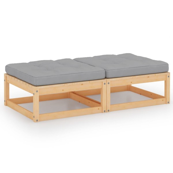 Garden legs with cushions, 2 pcs., solid pine wood