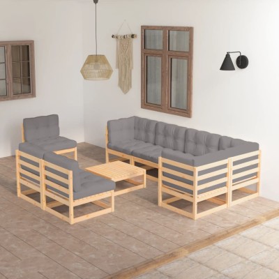 Garden set with cushions, 9...