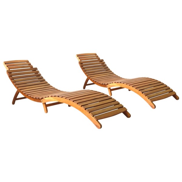 Sunbeds, 2 pcs., solid acacia wood (2x310166)