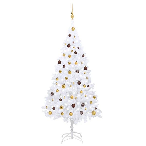 Artificial Christmas tree with toys, white, 210cm, PVC