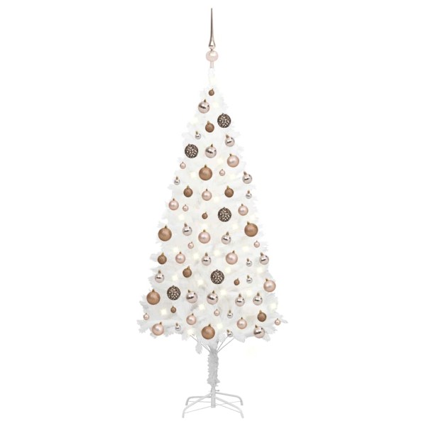 Artificial lighted Christmas tree with toys, white, 150cm