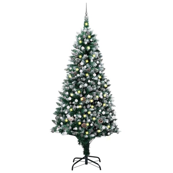 Artificial Christmas tree with LED and ball set and pine cones, 240cm