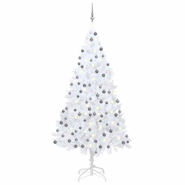 Artificial Christmas tree with toys, white, 210cm, PVC