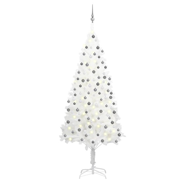 Artificial lighted Christmas tree with toys, white, 210cm