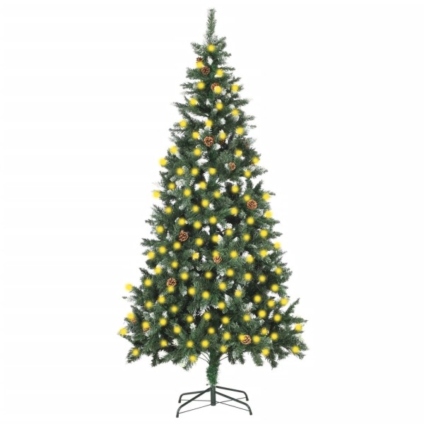 Artificial lighted Christmas tree with pine cones, 210cm