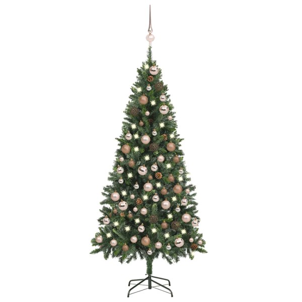 Artificial Christmas tree with toys and pine cones, 180cm