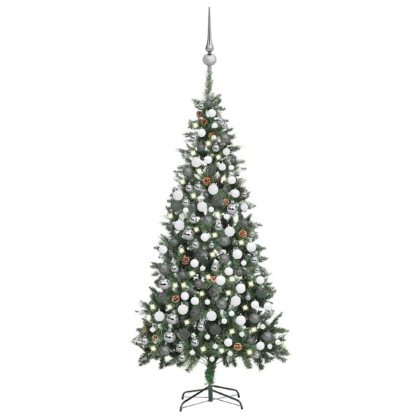 Artificial Christmas tree with toys and pine cones, 210 cm