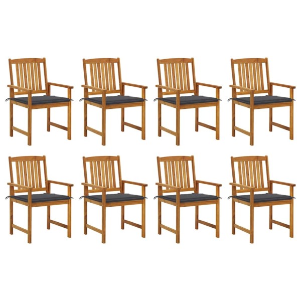 Garden chairs with cushions, 8 pcs., solid acacia wood