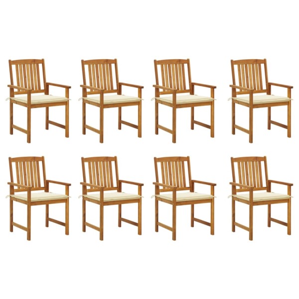 Garden chairs with cushions, 8 pcs., solid acacia wood