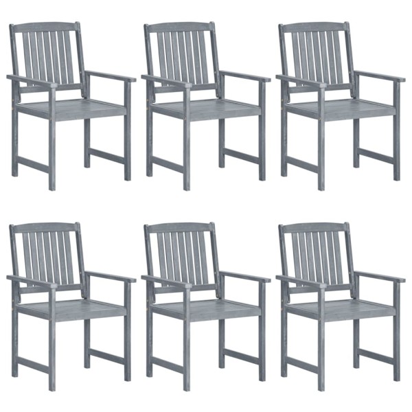 Garden chairs, 6 pcs., gray color, solid acacia wood