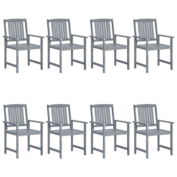 Garden chairs, 8 units, gray color, solid acacia wood