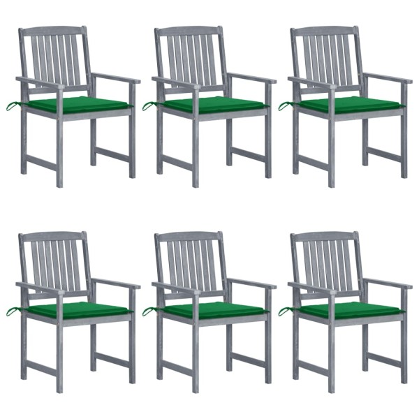 Garden chairs with cushions, 6 pcs., gray, solid acacia