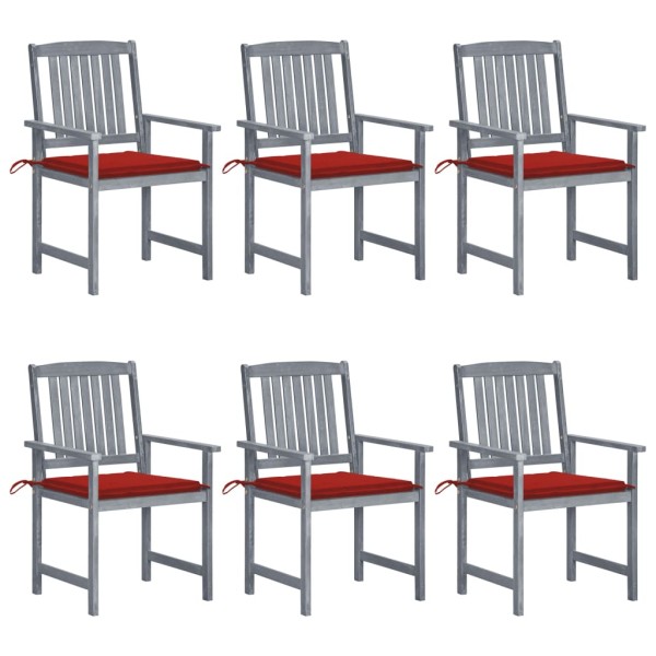 Garden chairs with cushions, 6 pcs., gray, solid acacia