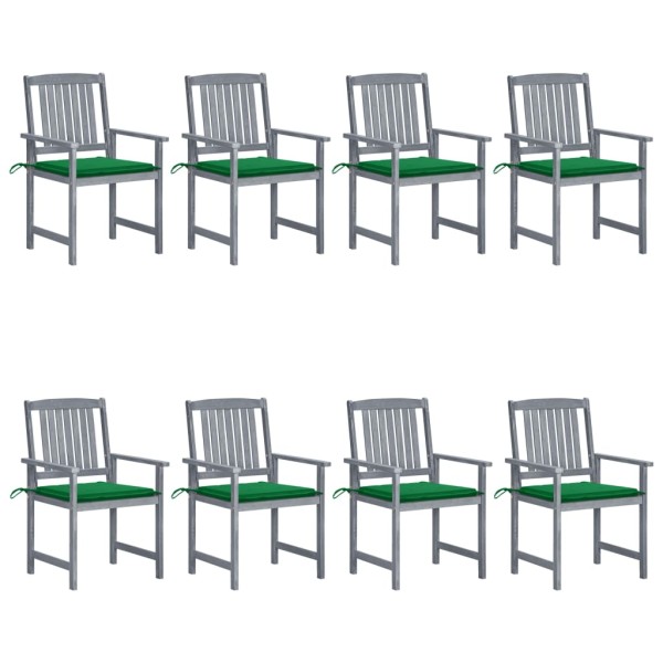 Garden chairs with cushions, 8 pcs., gray, solid acacia