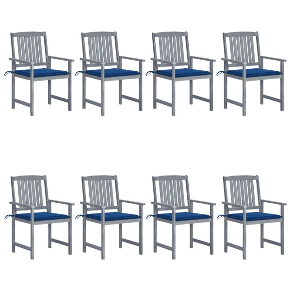 Garden chairs with cushions, 8 pcs., gray, solid acacia