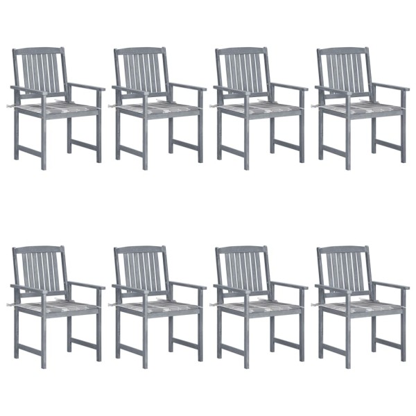 Garden chairs with cushions, 8 pcs., gray, solid acacia