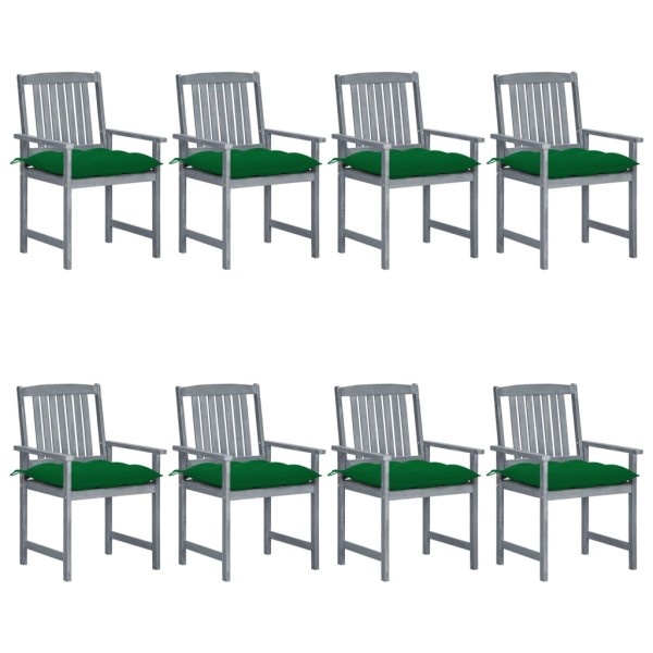 Garden chairs with cushions, 8 pcs., gray, solid acacia