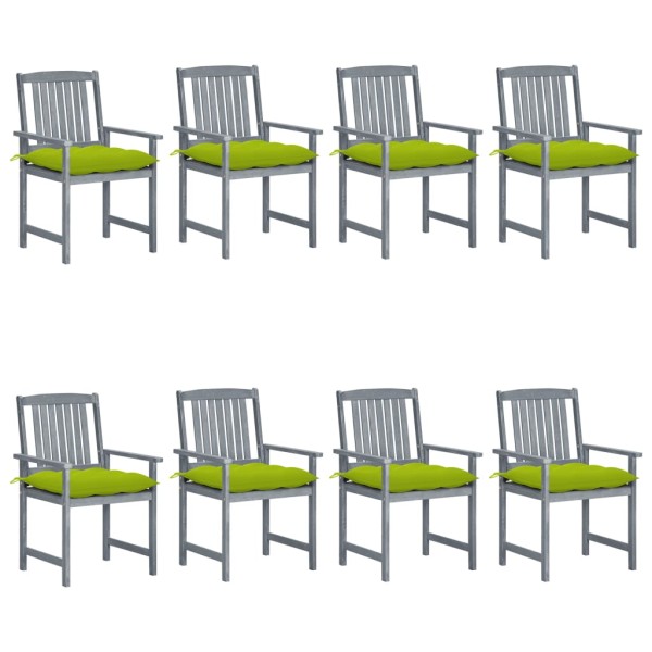 Garden chairs with cushions, 8 pcs., gray, solid acacia