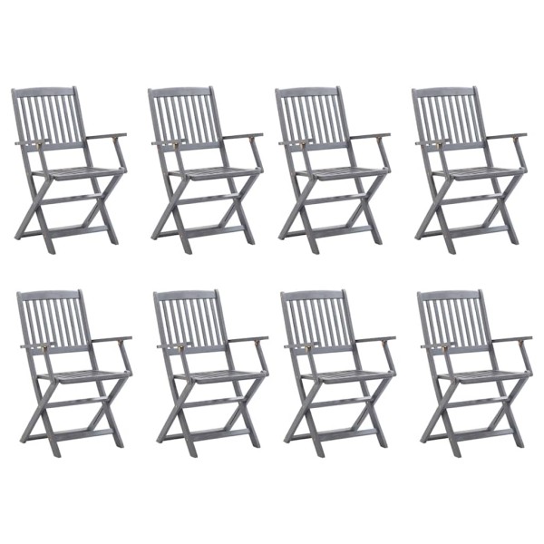 Folding outdoor chairs, 8 pcs., solid acacia wood