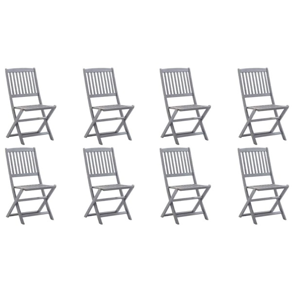 Folding outdoor chairs, 8 pcs., solid acacia wood