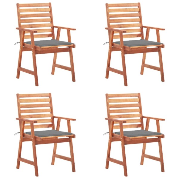 Outdoor dining chairs with cushions, 4 pcs., solid acacia
