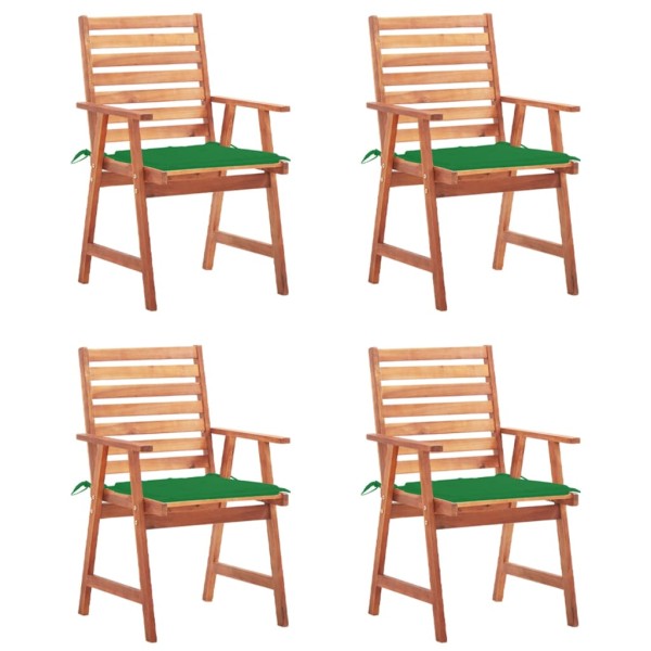 Outdoor dining chairs with cushions, 4 pcs., solid acacia
