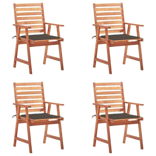 Outdoor dining chairs with cushions, 4 pcs., solid acacia