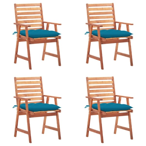 Outdoor dining chairs with cushions, 4 pcs., solid acacia