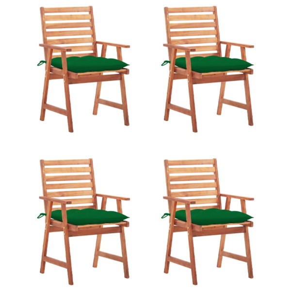 Outdoor dining chairs with cushions, 4 pcs., solid acacia