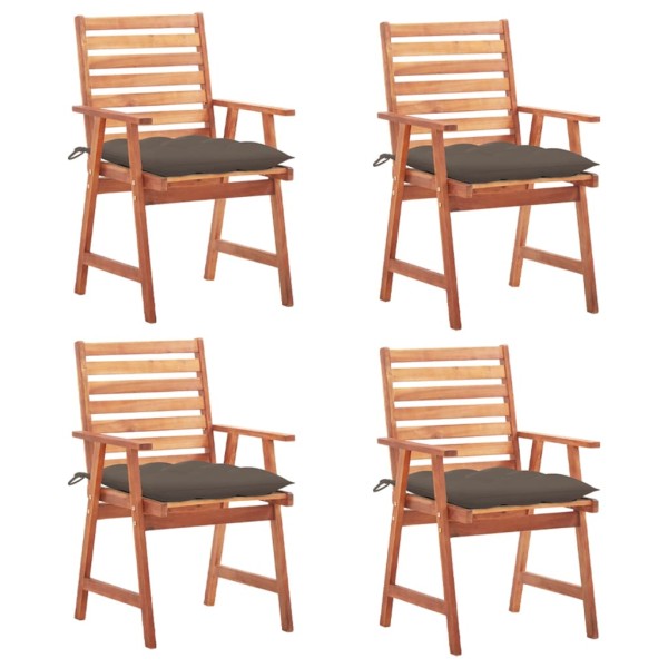 Outdoor dining chairs with cushions, 4 pcs., solid acacia