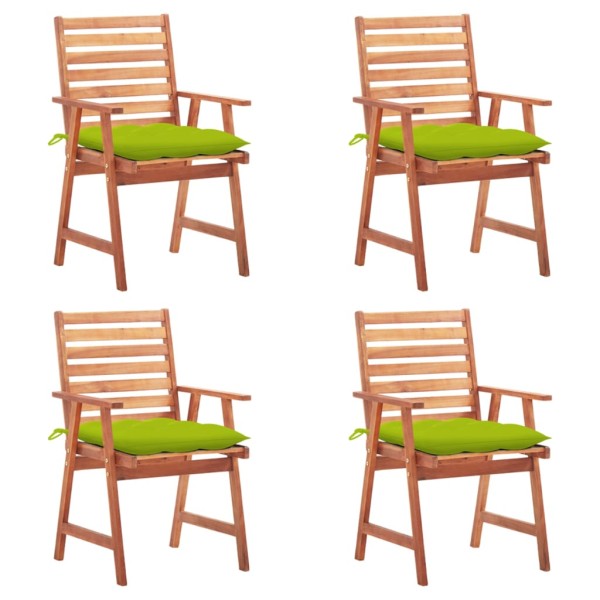 Outdoor dining chairs with cushions, 4 pcs., solid acacia