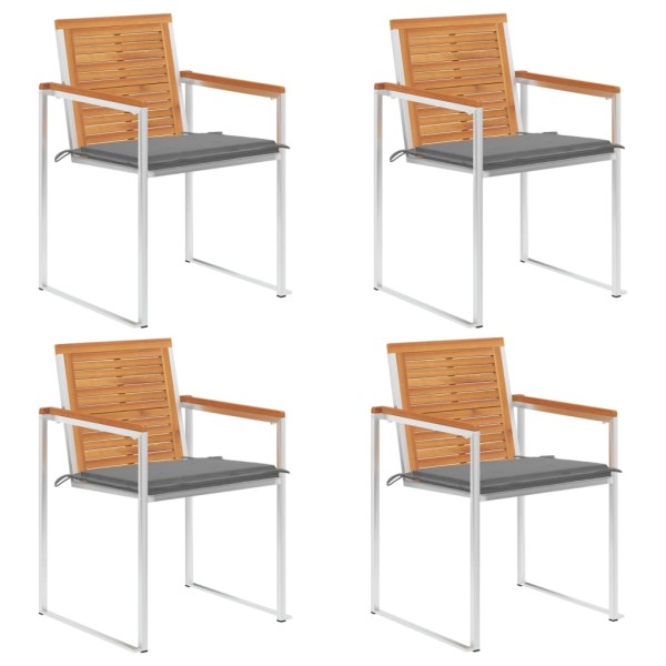 Garden chairs with cushions, 4 pcs., solid acacia wood