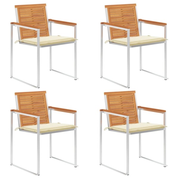 Garden chairs with cushions, 4 pcs., solid acacia wood