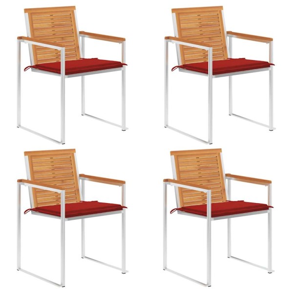 Garden chairs with cushions, 4 pcs., solid acacia wood